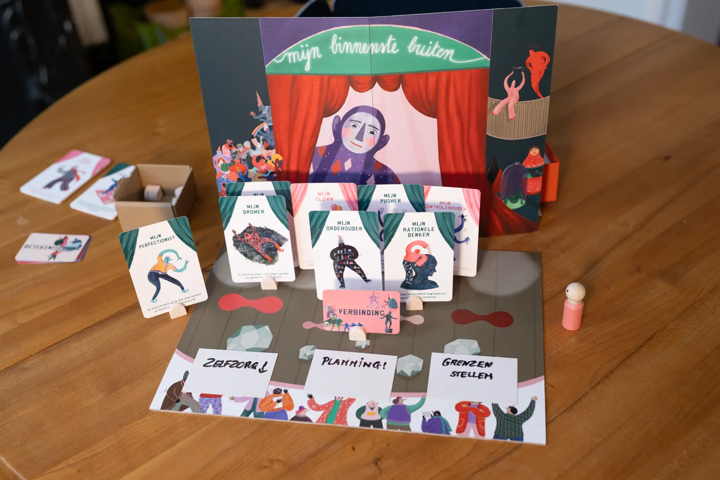 Een opstelling met de visuele tools op tafel